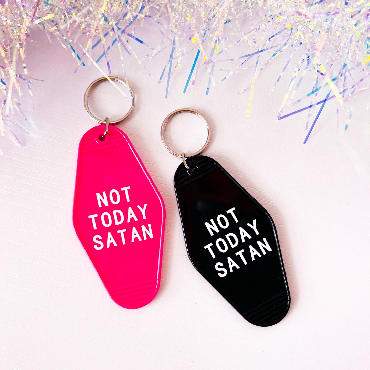 Retro Motel Style Not Today Satan Keychain