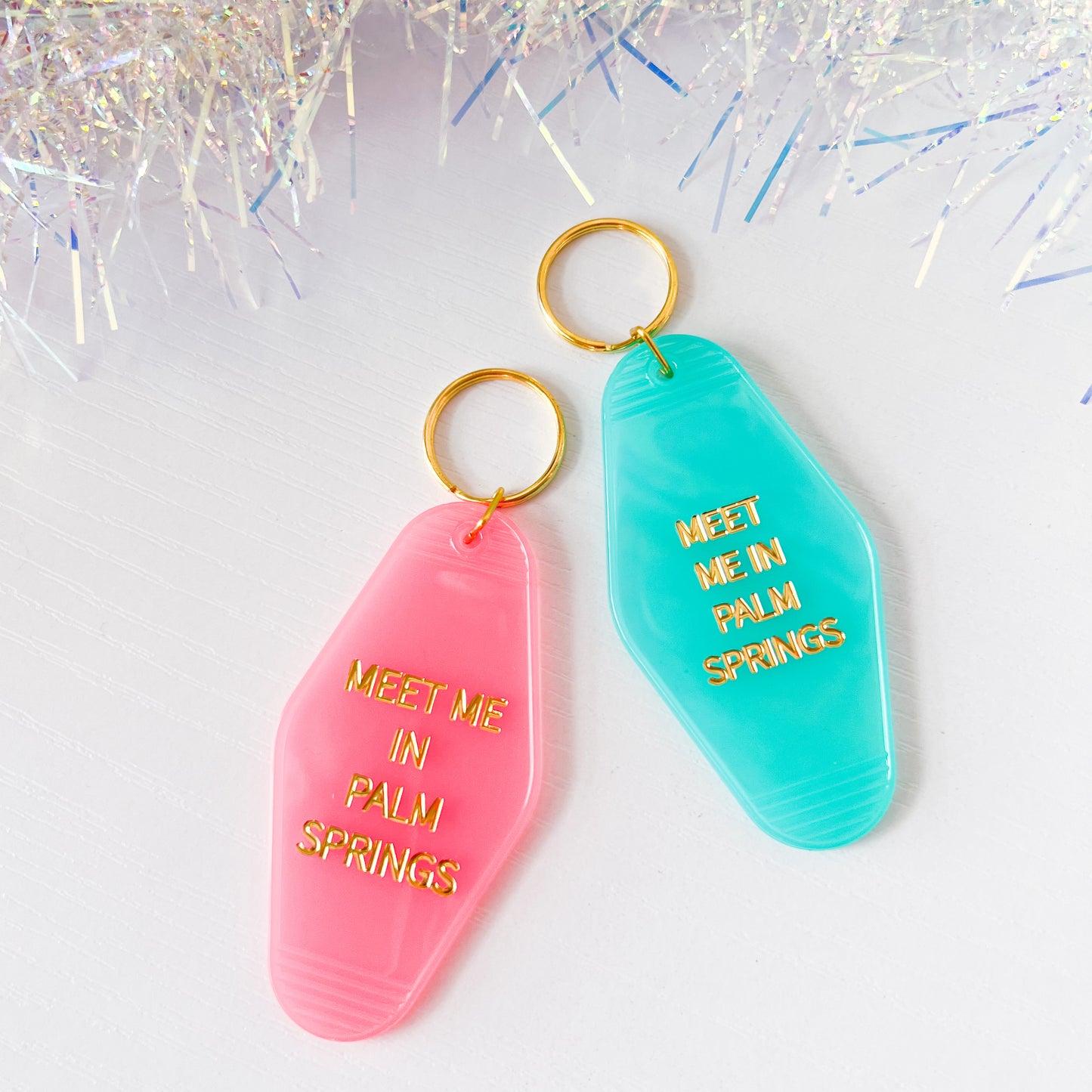 Retro Motel Style Meet Me In Palm Springs Keychain