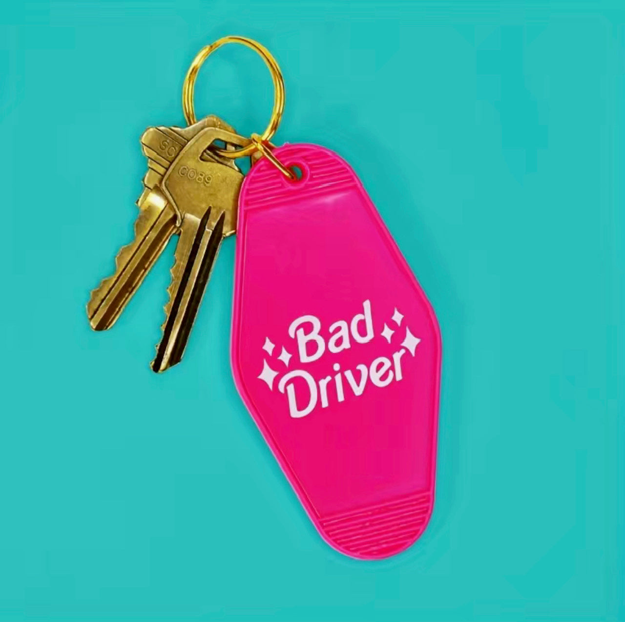 Retro Motel Style Bad Driver Barbie Keychain