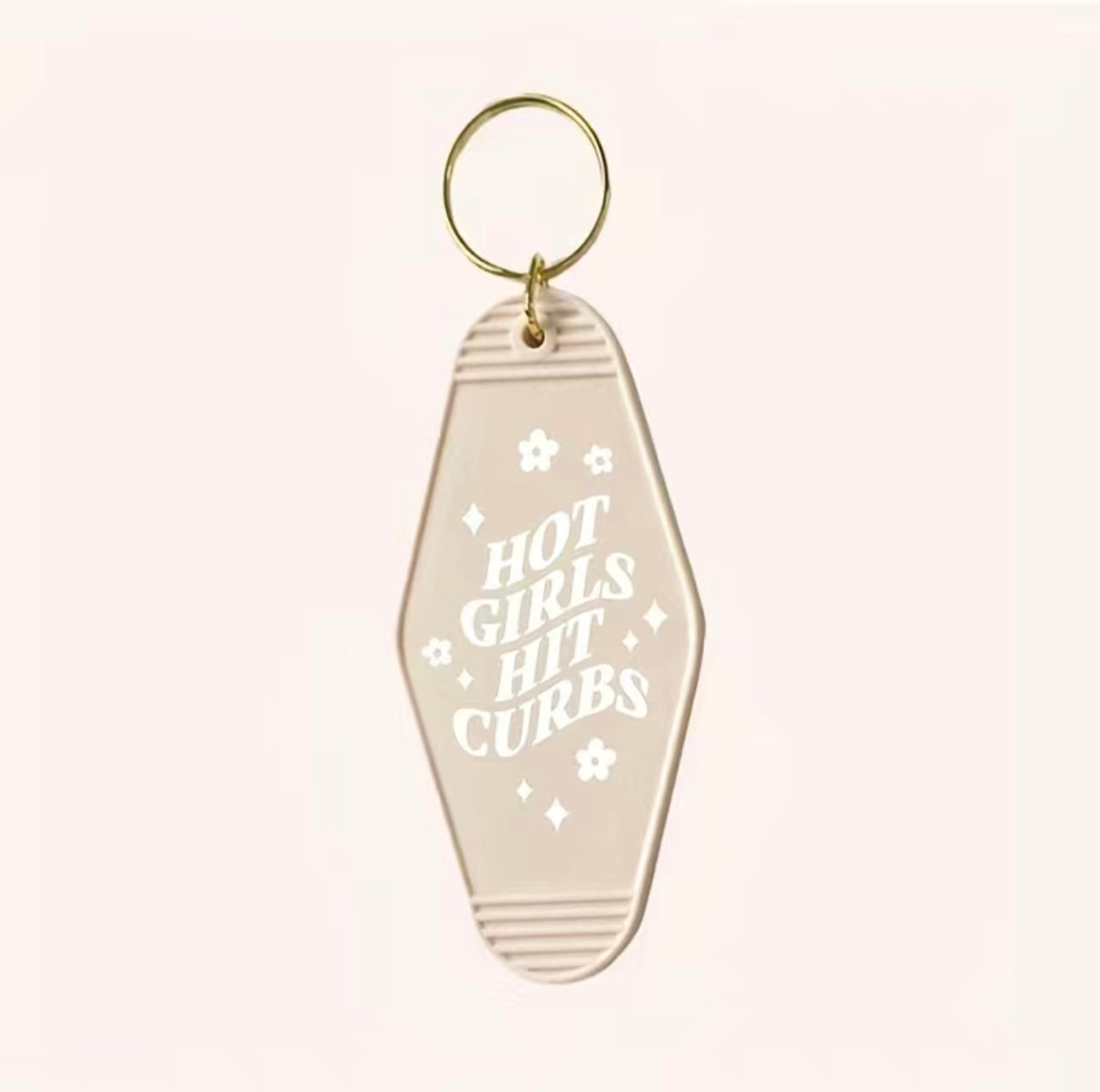 Retro Motel Style Hot Girl Hit Curbs Keychain