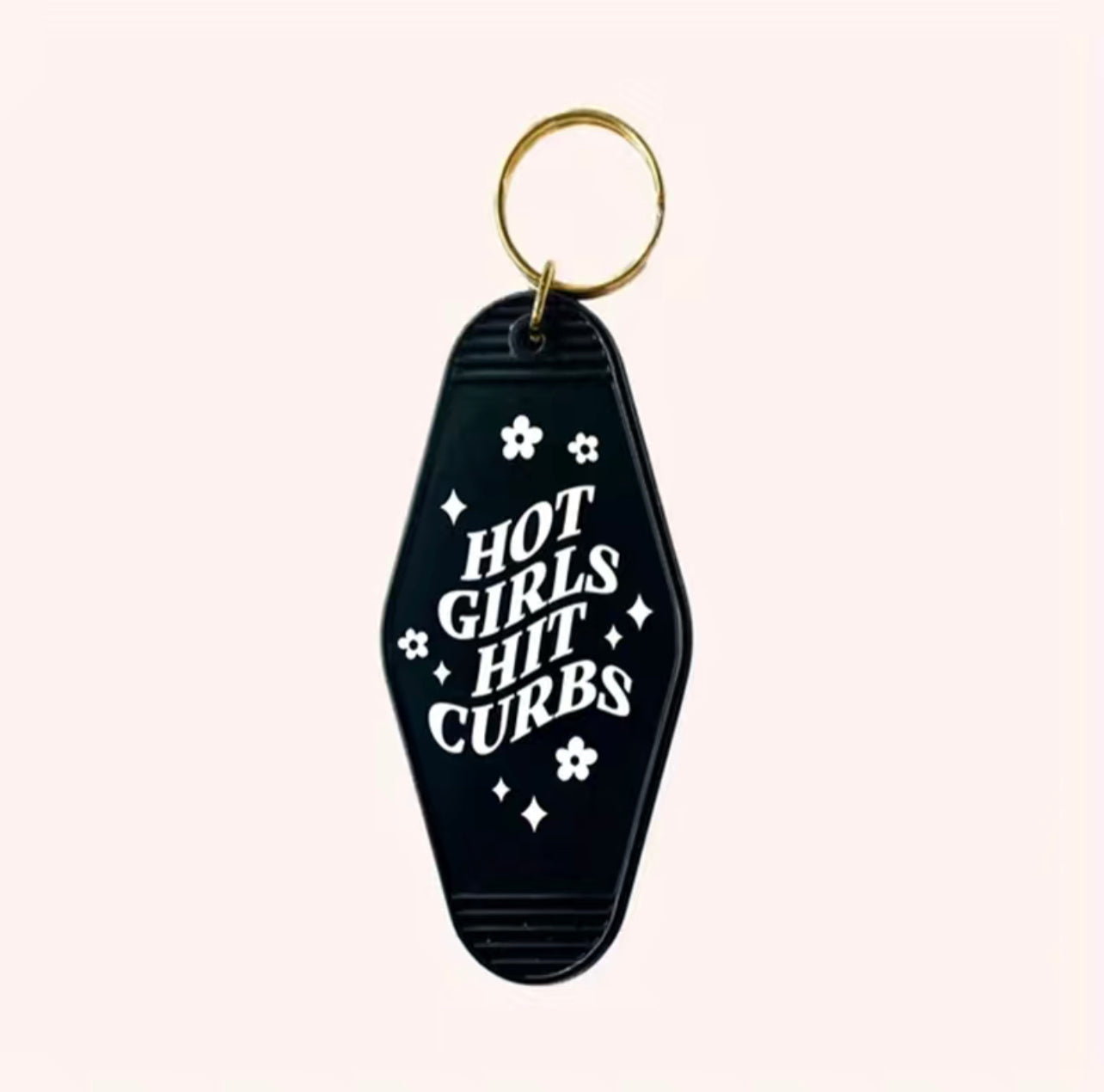 Retro Motel Style Hot Girl Hit Curbs Keychain