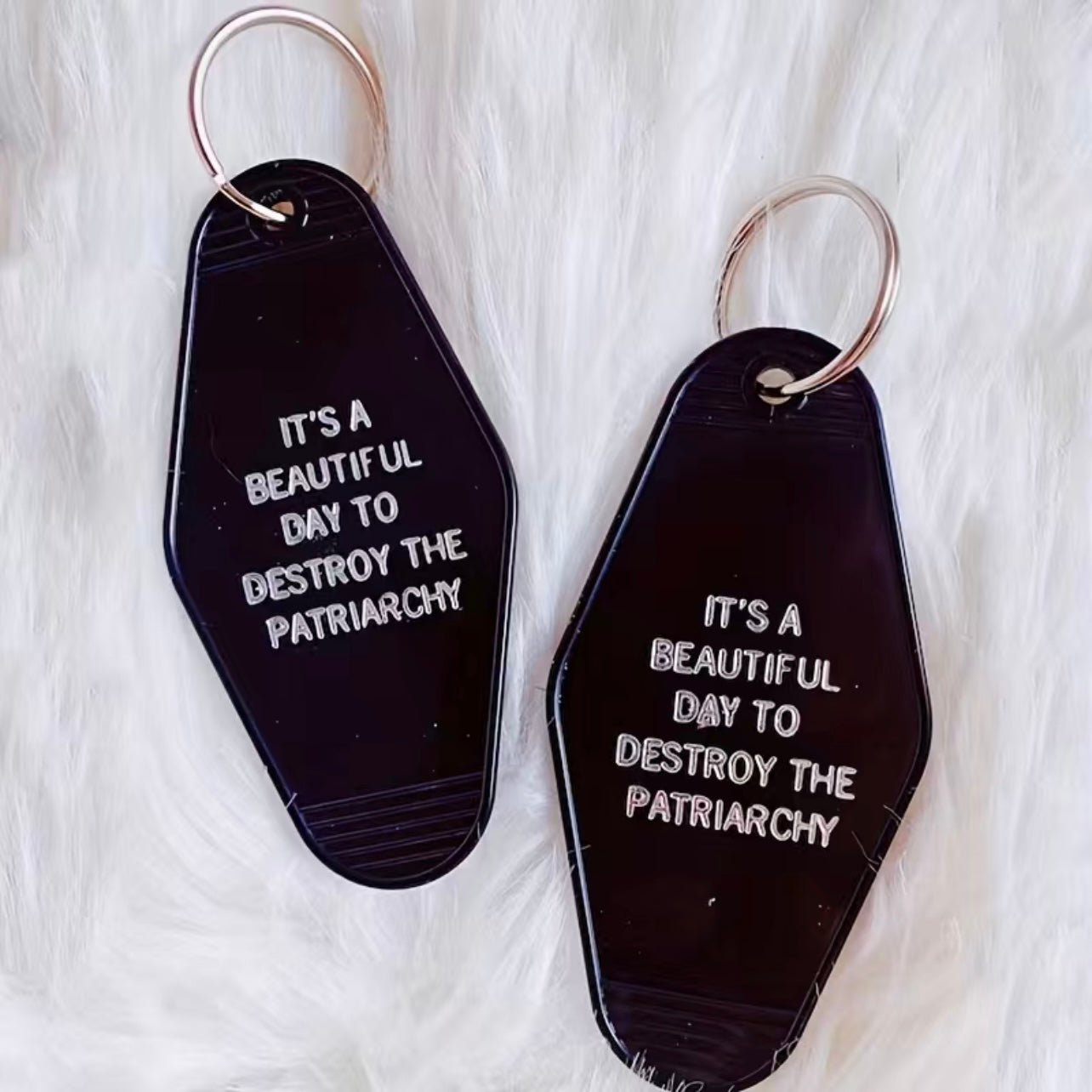 Retro Motel Style Smash The Patriarchy Keychain