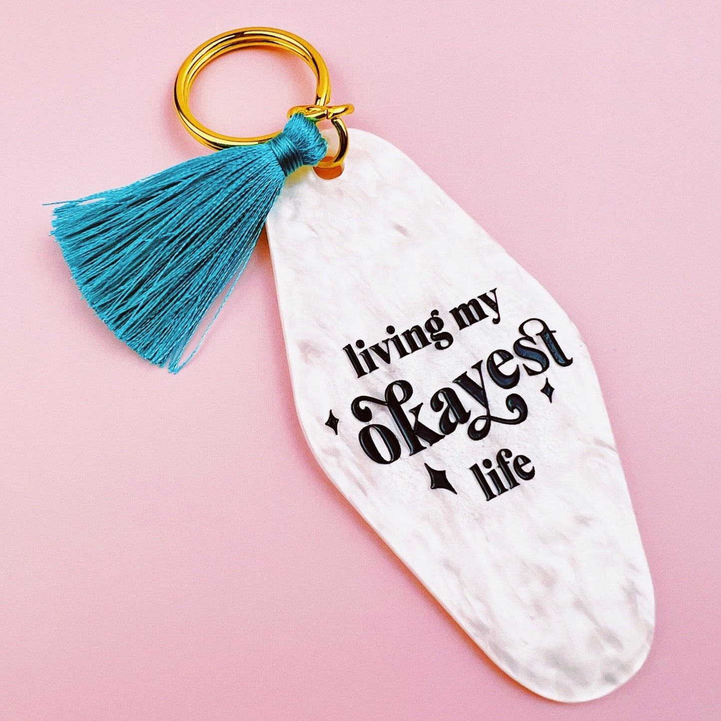 Retro Motel Style Living My Okayest Life Keychain