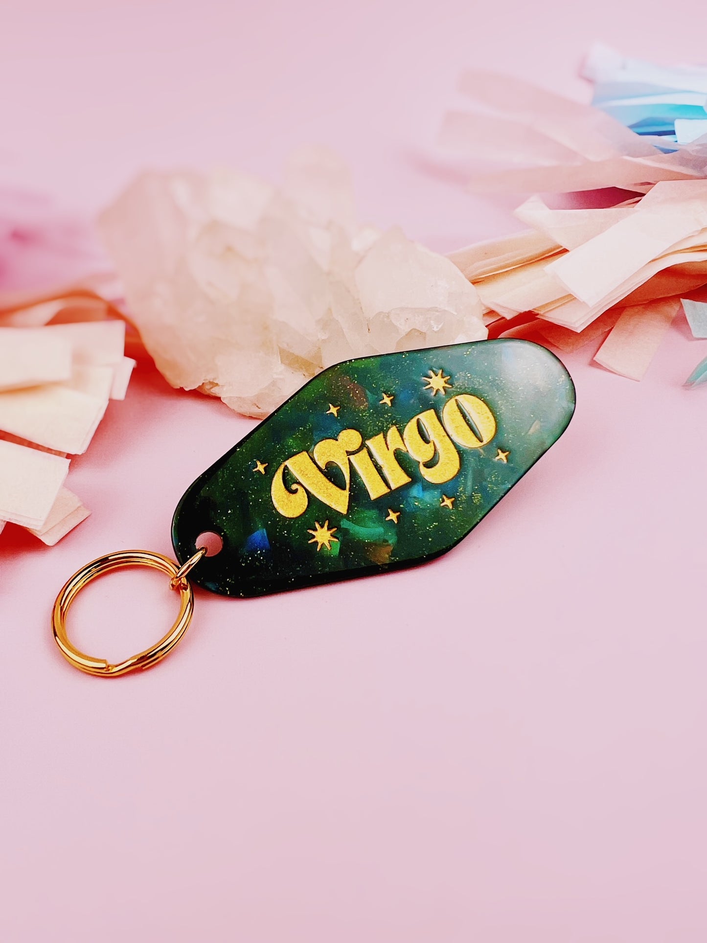 Retro Motel Style Zodiac Keychains