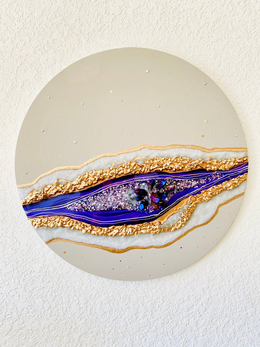 Royalty - 18” Crystal Resin Geode Painting