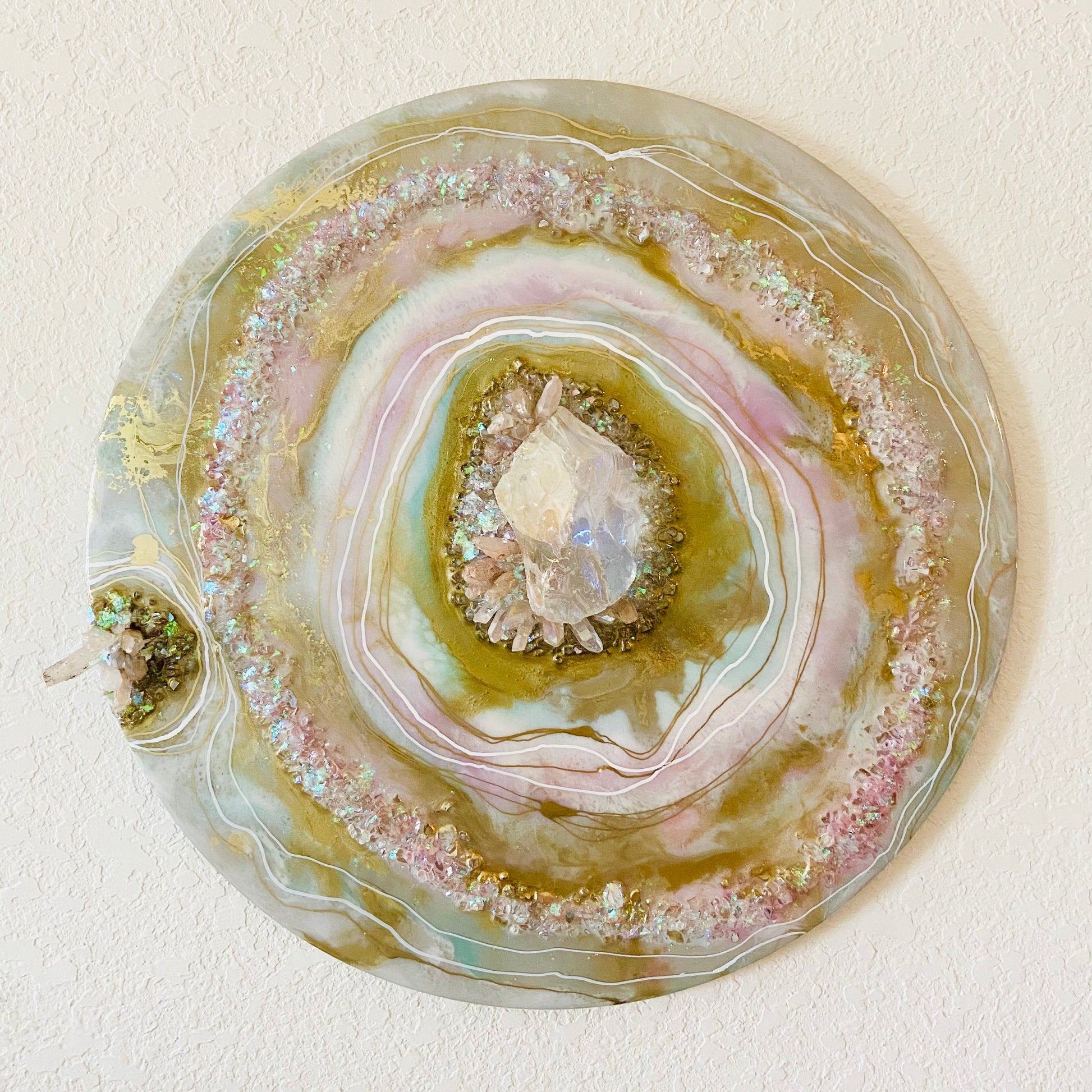 Opalescent Resin Crystal Geode Wall Art 18”