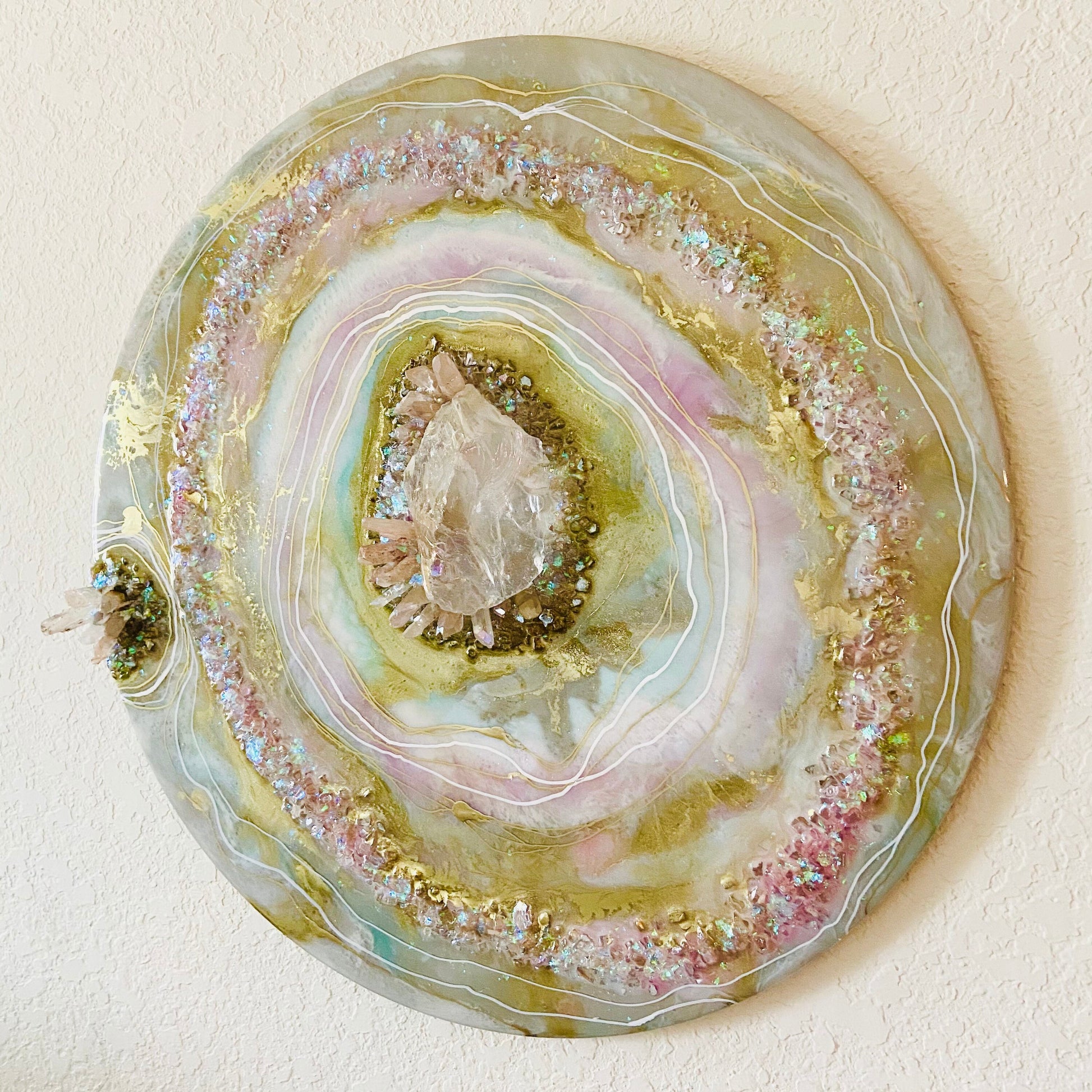 Opalescent Resin Crystal Geode Wall Art 18”