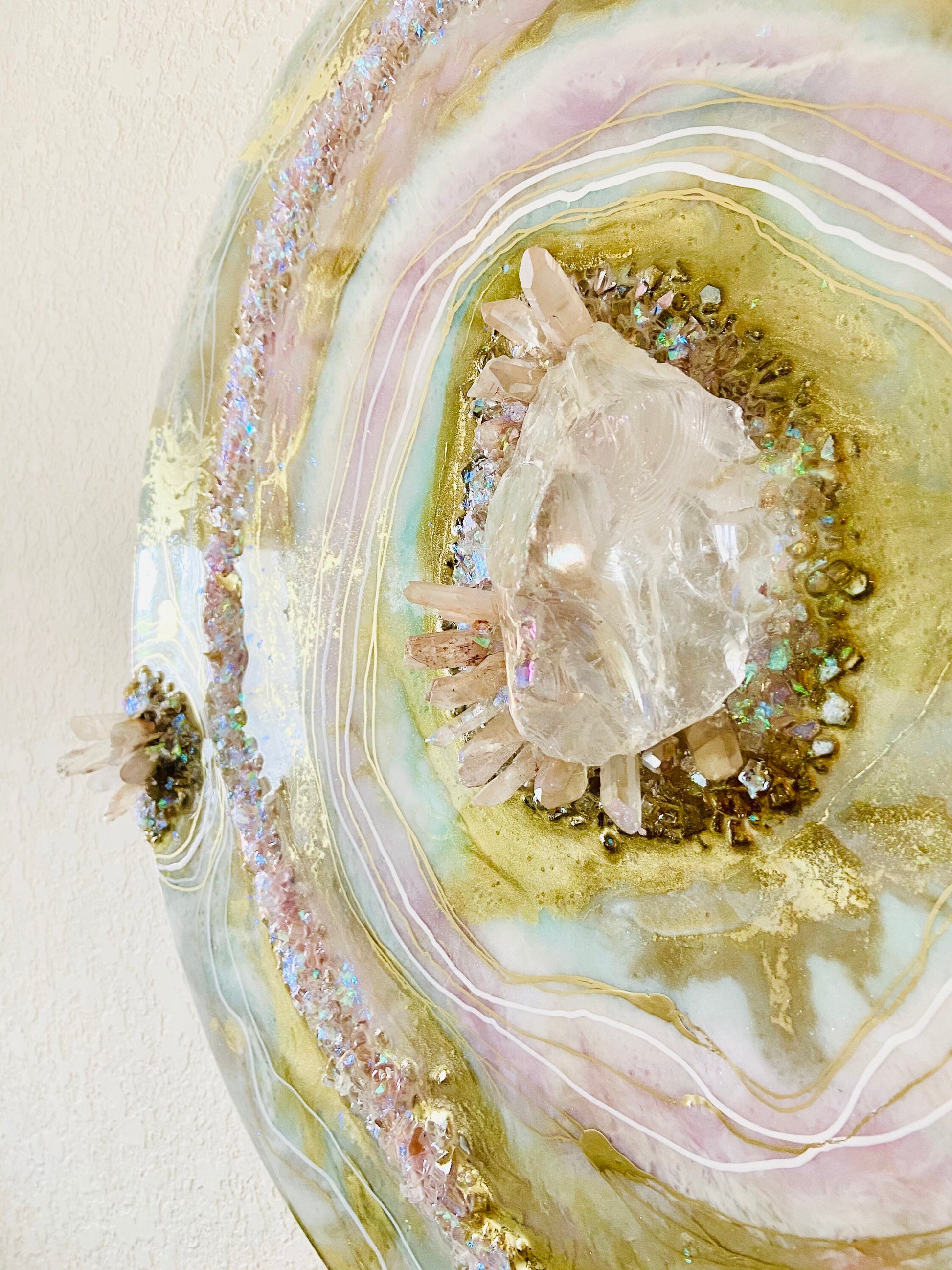 Opalescent Resin Crystal Geode Wall Art 18”